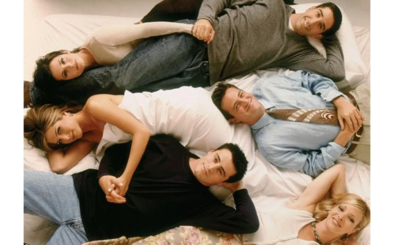 De zes vrienden, van boven naar onder: Ross, Monica, Chandler, Rachel, Joey en Phoebe.