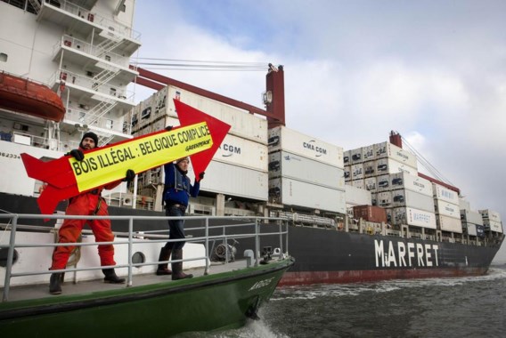 Greenpeace richt zijn pijlen sinds gisteren op de haven van Rotterdam, waar een schip met Amazonehout is aangekomen. Het hout is afkomstig van de Braziliaanse zagerij Rainbow Trading, waarvoor Greenpeace in mei al had gewaarschuwd dat het illegaal hout witwast. ‘Het verdachte hout zal verkocht worden aan de Belgische bedrijven Lemahieu en Omniplex, via het Antwerpse bedrijf Leary Forest Products’, zegt Daniela Montalto van Greenpeace International. ‘Nochtans hebben we zowel Leary Forest Products als de bedrijven onlangs nog gewezen op de frauduleuze praktijken van Rainbow Trading, dat mee helpt aan de vernietiging van het Amazonewoud.’
