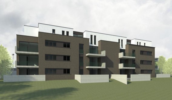 Een schets van de appartementen die volgend jaar langs de Leie worden gebouwd.