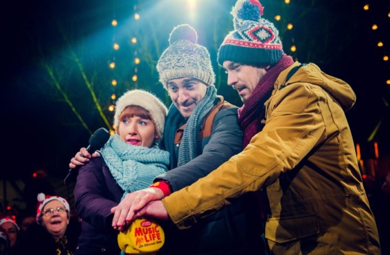 Linde Merckpoel, Sam De Bruyn en Vincent Byloo presenteerden de Warmste Week voor Music for Life.