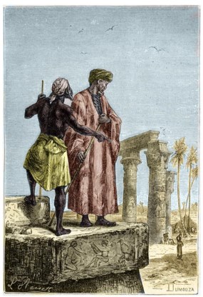 Ontdekkingsreiziger Ibn Battuta in ‘Découverte de la terre’ van Jules Verne. 