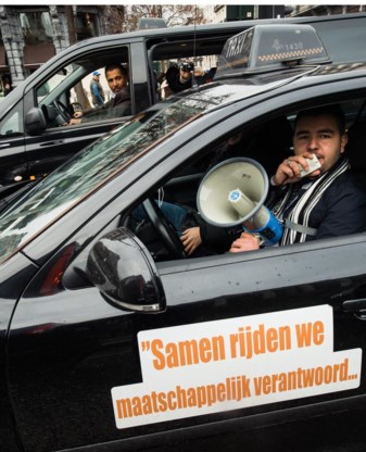 Maart 2015: taxichauffeurs protesteren in Brussel tegen de komst van Uber naar de hoofdstad.