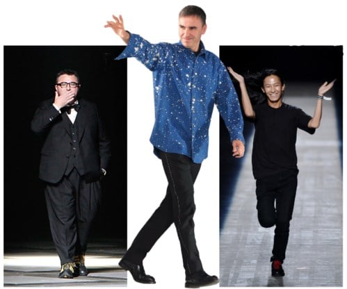 Van links naar rechts: Albert Elbaz (ex-Lanvin), Raf Simons (ex-Dior) en Alexander Wang (ex-Balenciaga).