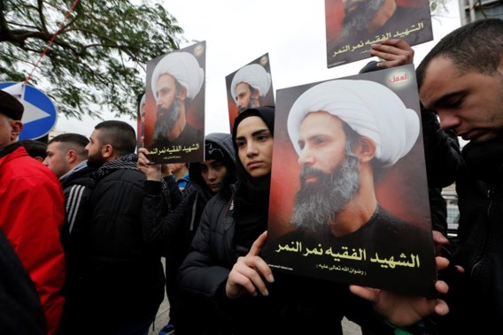 Sjiitische betogers in Beiroet