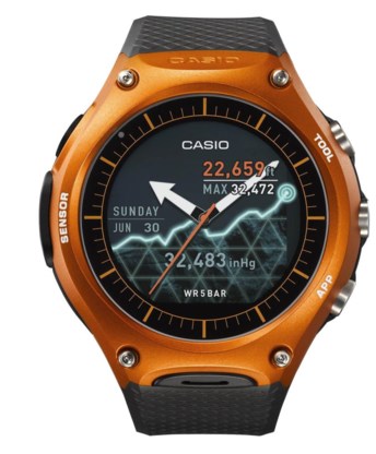 De Casio WSD-F10-smartwatch.