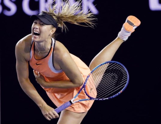 Sharapova in actie: het beeld zal een tijd niet te zien zijn.