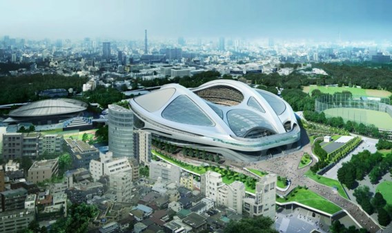 Het olympisch stadion van Zaha Hadid in Tokio: afgevoerd. 