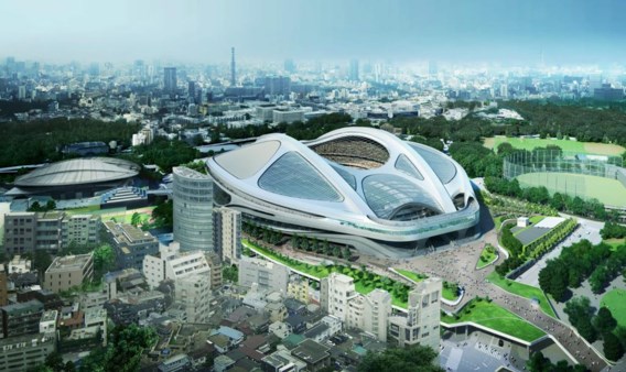 Het olympisch stadion van Zaha Hadid in Tokio: afgevoerd.