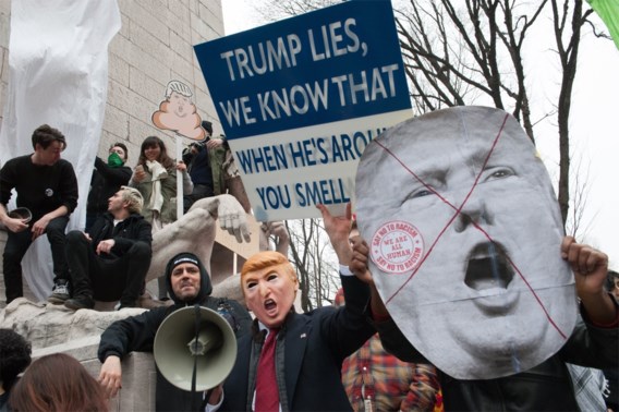 Een mars tégen Donald Trump.