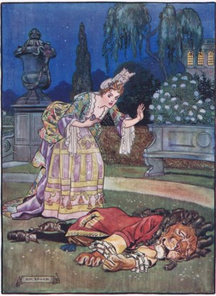 ‘De schone en het beest’, een klassieker uit de Bronstijd, hier in een litho uit 1910.