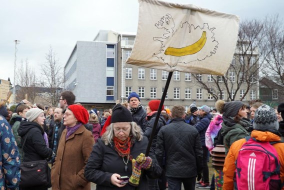 Betoging in Reykjavik.