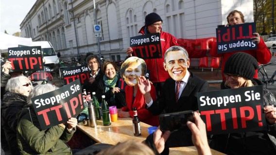 Protest tegen TTIP in Duitsland: het verdrag kreeg een symboolfunctie.