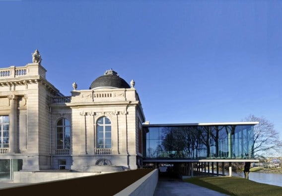 Het Musée de la Boverie in Luik, met rechts de beglaasde uitbreiding van de Franse architect Rudy Ricciotti.