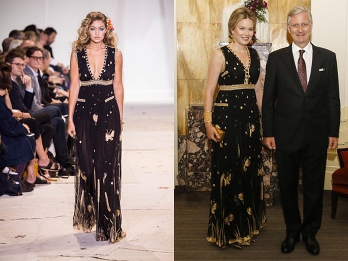 Koningin Mathilde past voor diep decolleté