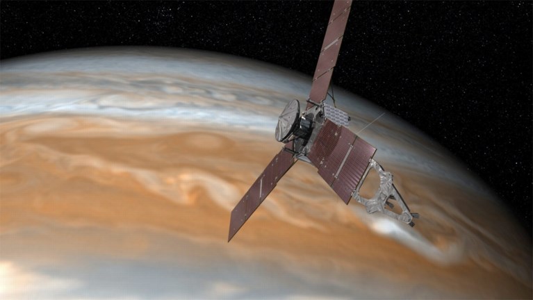 Amerikaanse sonde Juno met succes in baan rond Jupiter terechtgekomen
