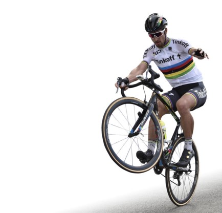 Sagan is buitengewoon behendig met een fiets.
