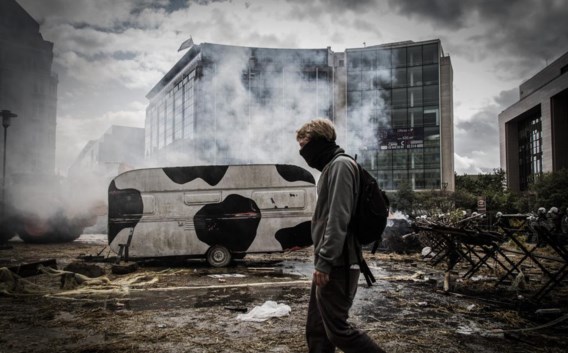Melkprotest bij de Europese Commissie in Brussel, in september 2015.