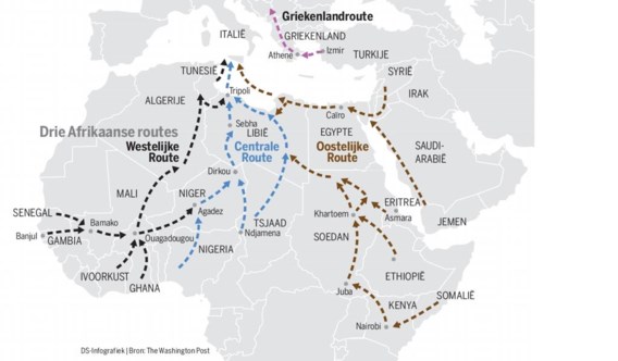 Bij de Libische stad Sabratha werden maandag zo’n 6.500 bootvluchtelingen gered. De meesten kwamen uit Eritrea en Somalië.