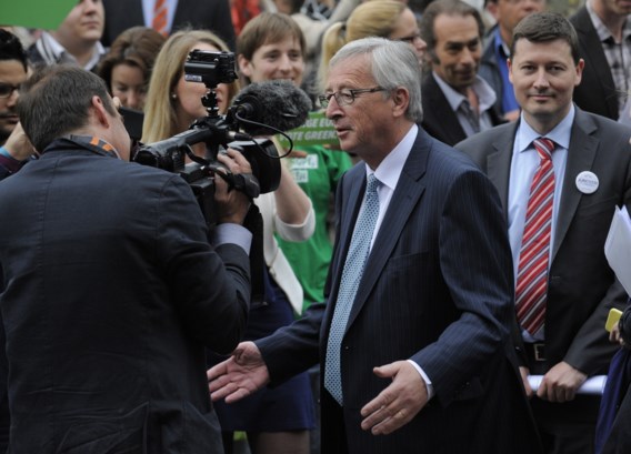 Jean-Claude Juncker en zijn kabinetschef Martin Selmayr, op campagne voor de Europese verkiezingen van 2014.