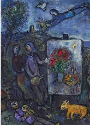 ‘Le peintre au chevalet à Saint-Paul de Vence’ van Chagall.