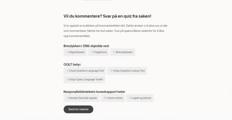 Eerst vragen beantwoorden, dan pas commentaar geven op het artikel