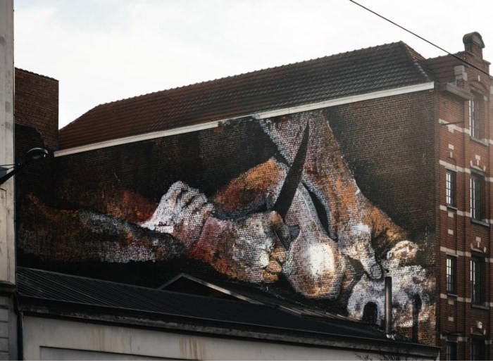 Nieuw werk van artiest die penismuur maakte gespot in Brussel