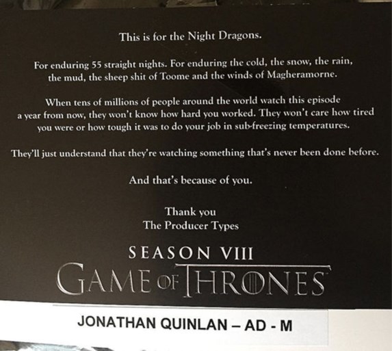 Brief van rechterhand ‘Game of thrones’-regisseur gelekt over epische aflevering