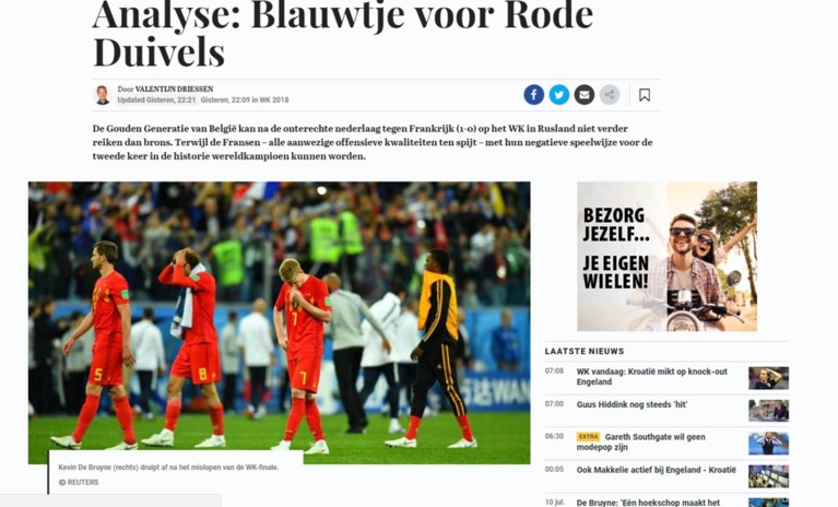 Wereldpers prijst Rode Duivels: ‘België schreef geschiedenis als één van de mooiste verliezers ooit op een WK’