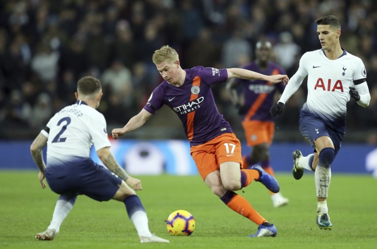 Invallers De Bruyne en Kompany winnen topper bij Tottenham van Dembélé en Alderweireld