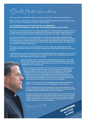 Nederlandse premier Rutte: ‘We moeten Nederland beschermen door compromissen te sluiten’
