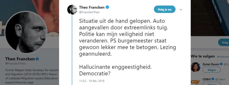 Francken dient klacht in na beschadiging auto
