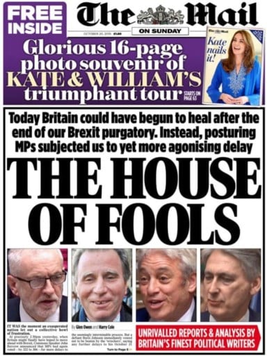 ‘The house of fools’: zo kijken de Britse kranten naar de nieuwe Brexit-uppercut voor Boris Johnson