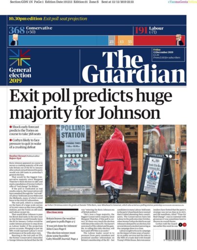 Van ‘grote overwinning’ tot ‘nachtmerrie’: zo vatten de Britse kranten de overwinning van Johnson samen