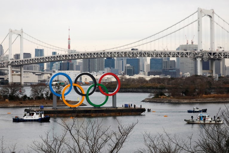 Gigantische olympische ringen zijn gearriveerd in Tokio