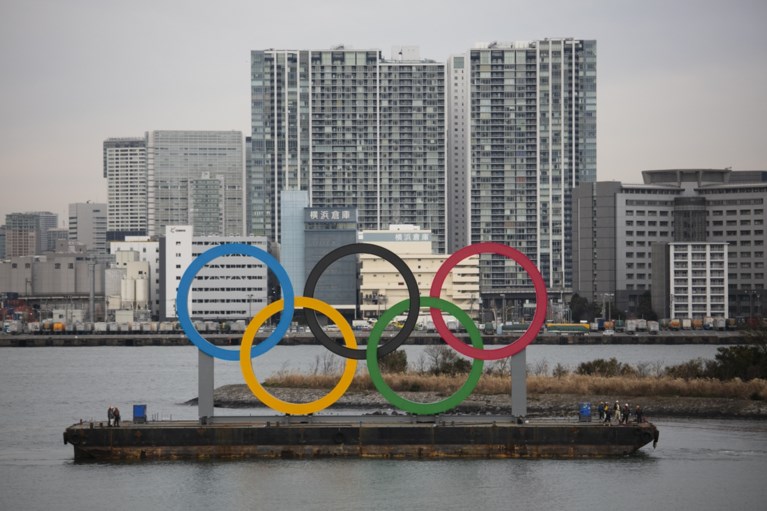 Gigantische olympische ringen zijn gearriveerd in Tokio