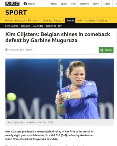 Internationale pers vol lof over Kim Clijsters: ‘Ze schitterde bij haar comeback’