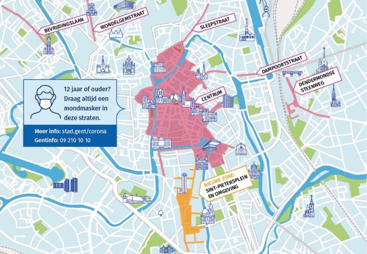 Gent houdt vast aan mondmaskerplicht: ‘Het aantal besmettingen stijgt nog steeds’