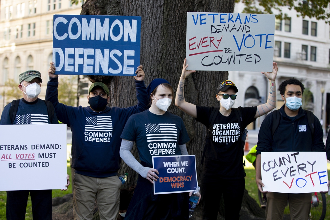 On the street in Washington: “Count all the votes!”