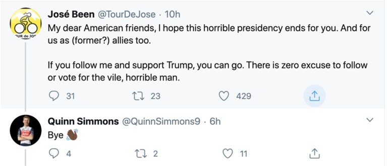 Trek-Segafredo sluit Quinn Simmons weer in de armen na Twitter-incident over Donald Trump
