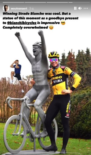 Bianchi bezorgt Wout van Aert een standbeeld in zijn tuin