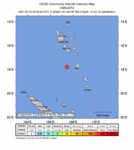 Hoofdstad Vanuatu opgeschrikt door aardbeving van 6,2