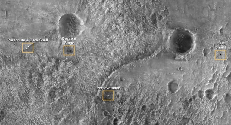 Nasa verspreidt unieke videobeelden van landing Perseverance op Mars