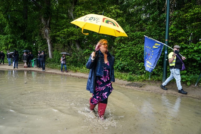 Politie laat feestende demonstranten begaan in Ter Kamerenbos
