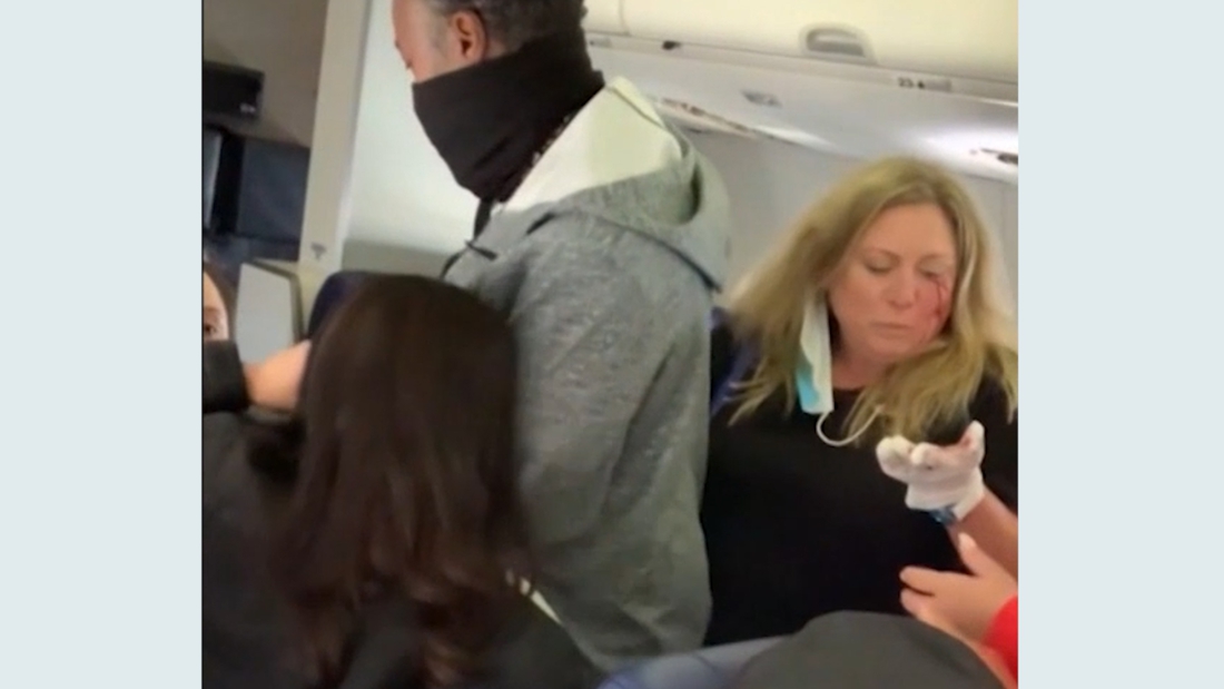 Stewardess gets hit by passenger