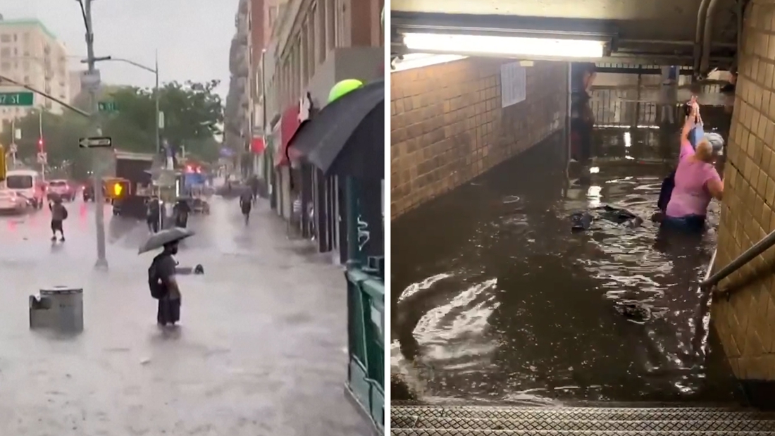 New York residents swim in subway after storm Elsa