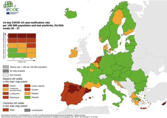 België opnieuw oranje zone op Europese kaart, wat betekent ...
