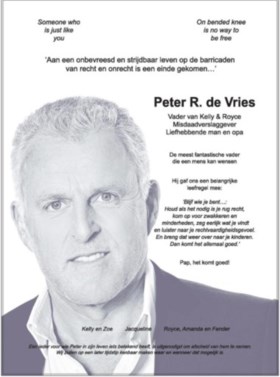 Kinderen Peter R. de Vries nemen afscheid met lang rouwbericht