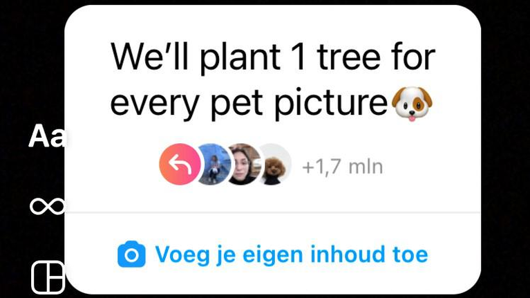 Nee, iemand zal niet meteen een boom planten omdat u een foto van uw huisdier op Instagram zette