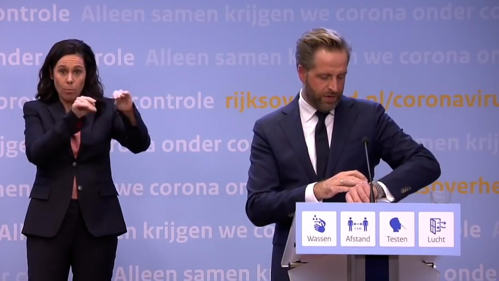 ‘Holding’ caller disturbs Dutch minister during press conference