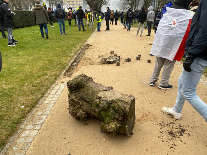 Uit de hand gelopen coronabetoging: relschoppers gooien hekken op politie, 70-tal mensen opgepakt